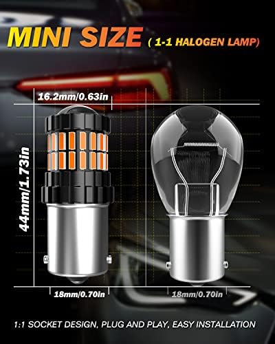 OUSHI 1156 LED Turn Signal Light Bulbs, Canbus Amber Yellow 300% Brightness 2600Lm, BA15S 7506 1141 P21W LED Bulb with Projector Replacement for Backup Tail Brake Reverse Lights, Pack of 2