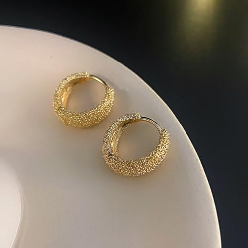 Image of Estailo Fashion Gold Womens Textured Gold Hoop Earrings