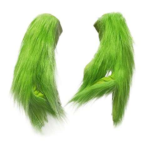 MIMIKRY Grinch Guantes de Navidad de felpa de pelo largo verde Cover
