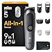 Braun All-in-One Series 5 Grooming Kit, 9in1, Ultra Sharp Blade, 120 Min, SkinGuard for Body, Precise & Efficient Trim, AquaGrip for Under Water Use, AIO5545, Grey