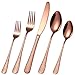 A · HOUSEWARE Hammered Silverware Copper/Rose Gold Flatware Set 40 Piece Service for 8 Stainless Steel Knives Forks Spoons Creative Handle Eating Utensils for Festival Parties Kitchen Daily Use