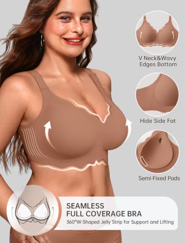 Image of OEAK Women Value Series Jelly Bras Wireless Pushup Convertible Bra | Everyday Essentials,Comfortable Bralettes,No Underwire,Full Coverage,Support Lift,Tshirt,Soft,Seamless,Scalloped