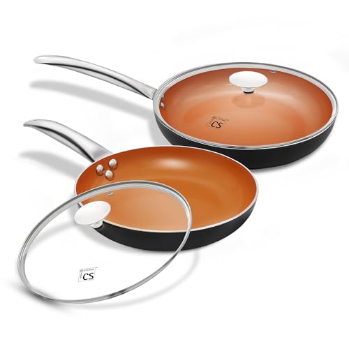 KOCH SYSTEME CS 8"+11" Copper Ceramic Frying Pan Set Nonstic...