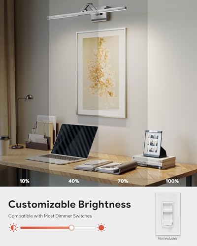 Image of VONLUCE 30 inch LED Bathroom Vanity Light, 3CCT Modern LED Vanity Lights with 360 Rotatable Head Swing Arm, 11.4W Bathroom Light Fixture Over Mirror, LED Lights for Bathroom Bedroom, Brushed Nickel | 3CCT, Flicker-free, 360 Rotatable Head & Swing Arm, IP44 waterproof Bathroom Light Fixture Over Mirror for Bathroom, Picture
