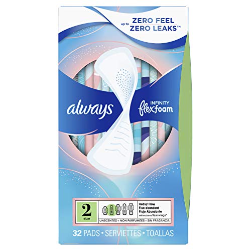 Always Infinity Feminine Pads for Women, Size 2, 96 Count, Heavy Absorbency, Unscented