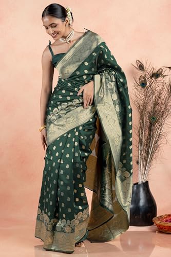 Image of Subham Women Saree Chandrakor Paithani Silk Cotton | Soft Daily Wear Golden Zari Sari with Unstitched Blouse