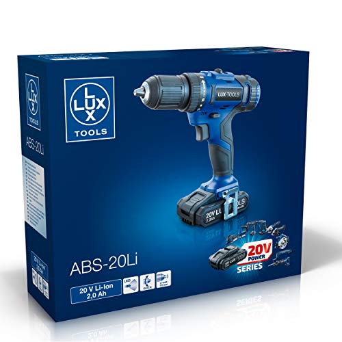 LUX-TOOLS ABS-20Li Akku-Bohrschrauber mit 2-Gang Getriebe & 13mm Schnellspann-Bohrfutter, inkl. Koffer & 2,0Ah Akku… – Bild 3