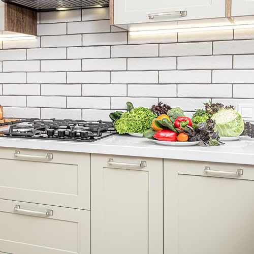 Image of Ravinte Brushed Nickel Cabinet Handles Arch Pulls 6-1 /4 Inch 30 Pack | Square Foot Arch Pulls, Solid Zinc Alloy, Easy Install, Modern Design, Screws Provided, for Drawers & Cupboards