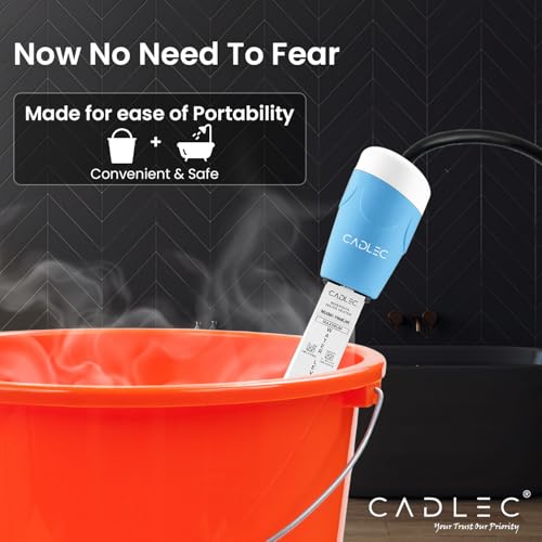 Image of Cadlec HeatJet 1500W Shockproof Japanese Technology Electric Water Heater Immersion Rod With Waterproof & Protection | Instant Heating With Bucket Holder | ISI Certified 2 Year Warranty