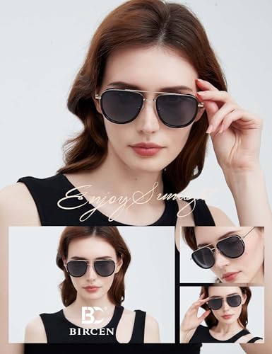 Image of BIRCEN Polarized Aviator Sunglasses Womens: Acetate Glasses UV Protection