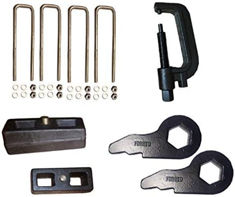 QSA 3" FORGED Torsion LIFT KEYS + 2" Blocks + U-Bolts + TOOL. Compatible 1988-1998 Chevy/GMC 1500 K1500 Truck (4WD) / 92-99 Suburban / 95-99 Tahoe, Yukon