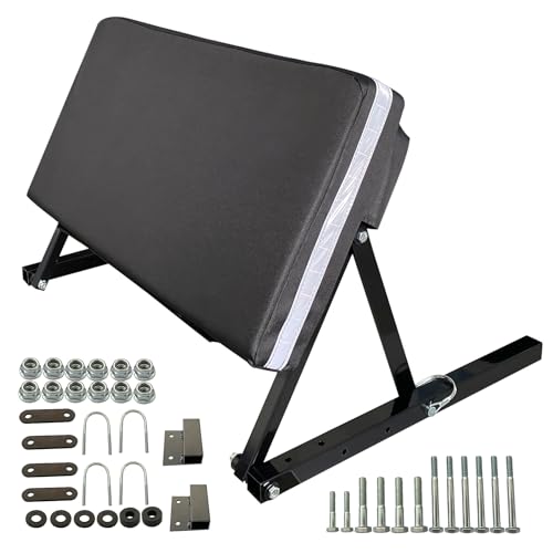 Universal ATV Backrest Heavy Duty Steel Frame 2.7Thick Cushion with Storage Pocket Reflective Strips Foldable Adjustable Atv Rear Seat for Ultimate Comfort Versatility