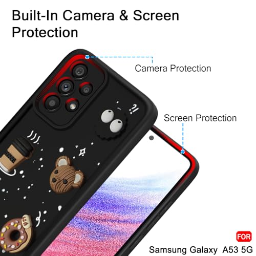 Image of TheGiftKart Back Cover Case for Samsung Galaxy A53 5G | Cute Fun Cartoon 3D Bear Coffee Case | Full Camera Protection | Shockproof Back Cover Case for Samsung Galaxy A53 5G (Silicone, Black)