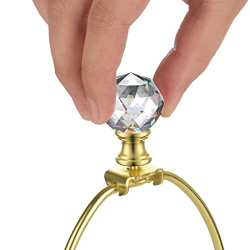 Canomo 2 Packs Faceted Crystal Glass Ball Lamp Finial Cap Knob Lamp Decoration For Lamp Shade, Clear And Gold, 1-3/4 Inches #TOP1