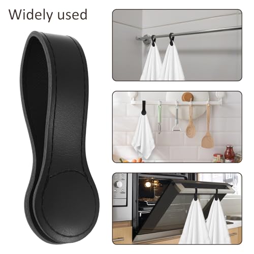 2 Stück Magnet Handtuchhalter aus Leder,Leicht Zugängliche Handtuchklammern,Platzsparende Handtuchclips,Tischbefestigung für Badezimmer Küchen und Badezimmerzubehör(schwarz)