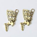 DIY054075 Handmade Charms 12 Pcs Charm Egyptian Queen Cleopatra Head Portrait Pendant for Jewelry Making DIY Handmade Necklace Accessories - Metal Type: Antique Gold