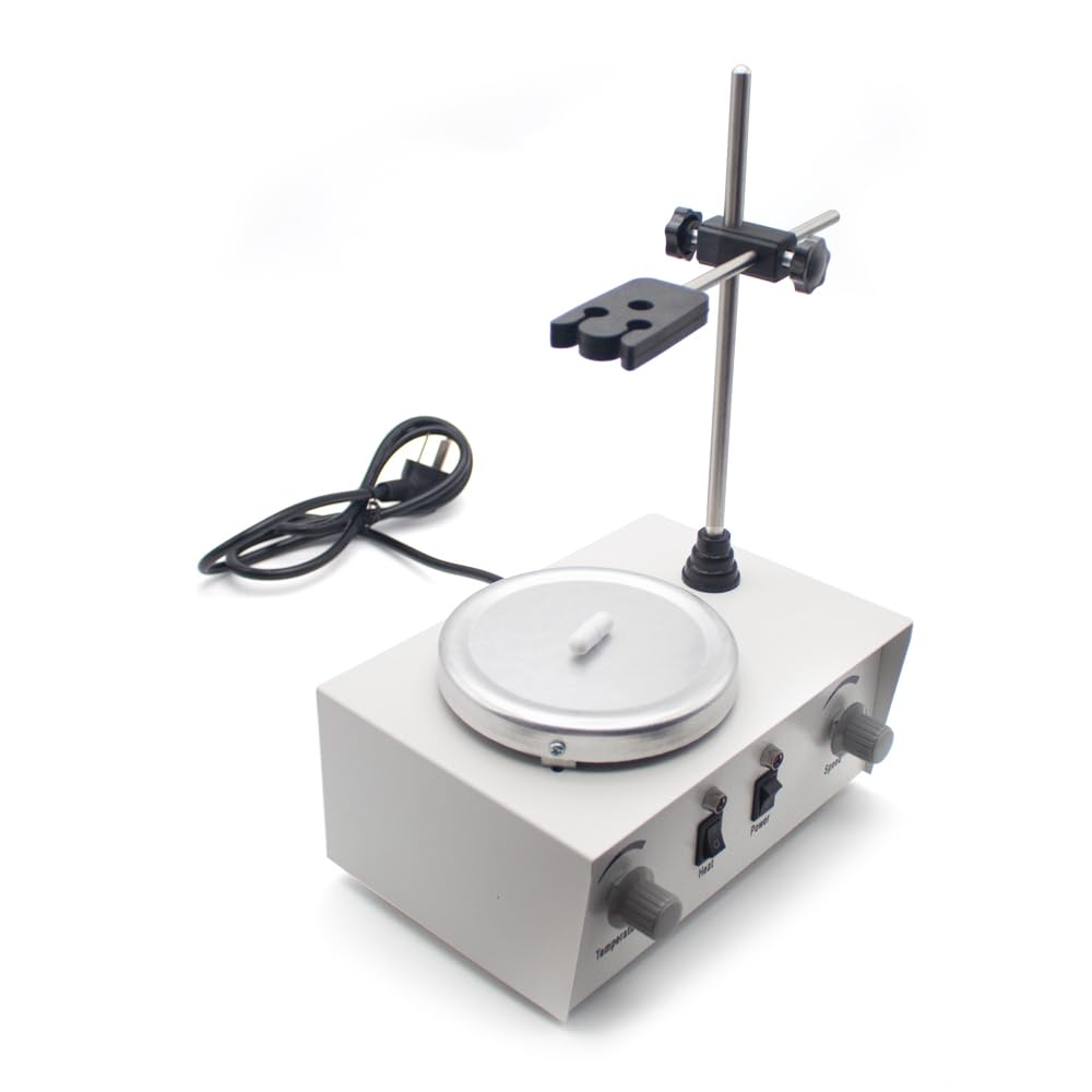 Toplionace Agitador Magnético con Calefacción Eléctrica Mezclador de Control Dual con Calefacción de Laboratorio para Agitar Mezclador Agitador Magnético con Placa Caliente de 1000mL 79-1