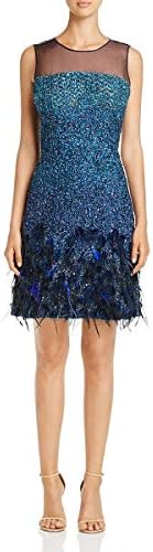 Elie Tahari Womens Anabelle Embellished Feather Cocktail Dress