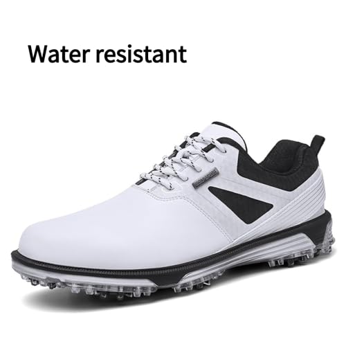KESCOO Waterproof Golf Shoes Men Professional Spiked Golf Footwear Lightweight Outdoor Comfortable Golf Training Sneakers, White 47 - Image 3
