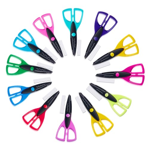 Craft Scissors 12 Pack with Decorative Edge for Kids