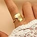 Kysin Chiys Vintage Half Face Ring For Women Men Adjustable Art Personalized Open Wrap Knuckle Finger Band Rings Thumb Fashion Unique Jewelry Gift - Gold