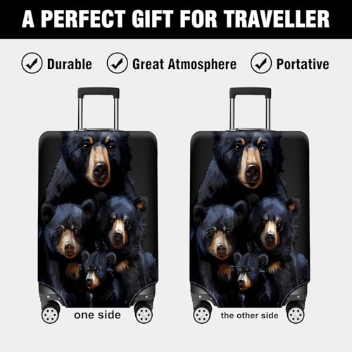Travel Luggage Cover Suitcase Protector Scratch-Resistant Fit Not Included Suitcase Bear Family XL-30-32in 6