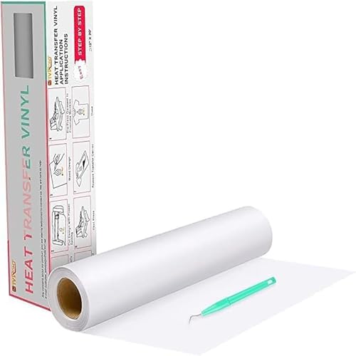 HTVRONT Heat Transfer Vinyl White HTV Rolls - 12' x 20ft White Iron on...