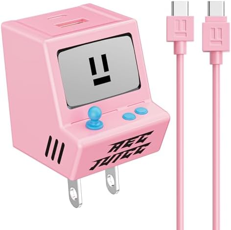 VOFUOE USB C Cable for iPhone 17 16 15 Charger Fast Charging 3.3FT Type C Charging Cord with 30W Dual Port Adpater USB C Charger Block USB A Wall Charger Retro Game Console for iPad, Galaxy S25-Pink