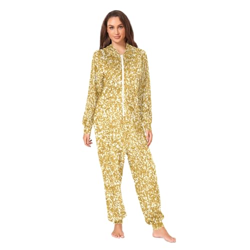 Pijama de Navidad mameluco dorado para mañanas festivas en familia