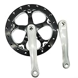 Juego de bielas de bicicleta plegable que incluye una rueda dentada confiable 52T y un disco protector de plástico resistente (negro plateado)