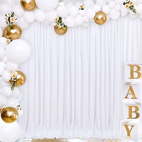 White Polyester Background Drapes 10Ft X 8Ft Photography Backdrop Curtain Outdoor Wedding Backdrop Panels #TOP1