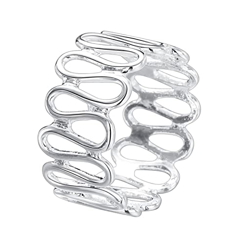 XJruixi Anillos geométricos Vintage para Mujer, Anillo de Dedo de Onda retorcida para Hombre, Collar de joyería de Moda de Compromiso de Boda Cover