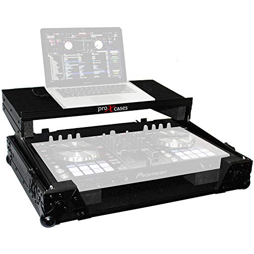 ProX Flight Case For Pioneer DDJ-RR & DDJ-SR2 With Sliding Laptop Shelf - Black on Black Design - XS-DDJRRLTBL