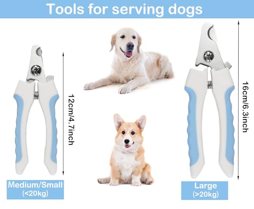 5Pieces-Dogs-and-Cats-Grooming-Nail-Clippers-Kit-Pet-Claws-Nail-Clipper-Trimmers-with-Protective-Guard-Lock-to-Avoid-Over-Cutting-Professional-Trimmers-for-Large-and-Small-Cat-and-Dog-Animal-Blue