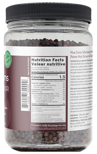 Viva Doria Tellicherry Peppercorn, Whole Black Pepper, Steam Sterilized Black Peppercorns, 16 Oz (1 lb), For Grinder Refills image 5