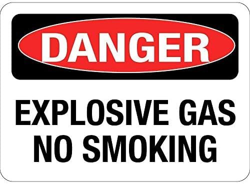 Warning Danger Explosive Gas No Smoking Rust Free Aluminum Sign - Business Decor with Pre-Drilled Holes for Factory Gas Area - 12x16 Inches​