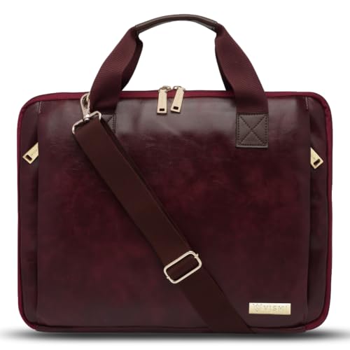 Image of VISMIINTREND Stylish Leather Laptop Bags for Men & Women | Office, Messenger, Shoulder, Handbag | Fits 13 inch,14 inch, 15.6 Inch Laptops, Macbook | Corporate Gifts for Men, Clients, Employees