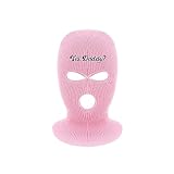 Ski Mask 3 Hole Ski Mask Yes Daddy Balaclava Winter Full Face Cover Knit Beanie for Men Women (One Size, Pink)