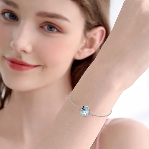 Image of Dragonfly Bracelet 925 Sterling Silver Butterfly Bracelet Adjustable Celtic Moon Bracelet Irish Celtic Jewelry Gifts for Women