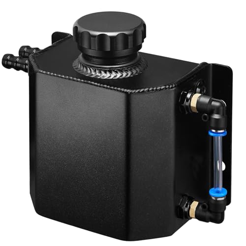 BDFHYK Coolant Overflow Reservoir Tank 1L Expansion Catch Can Universal Radiator Reservoir Polished Aluminum Black