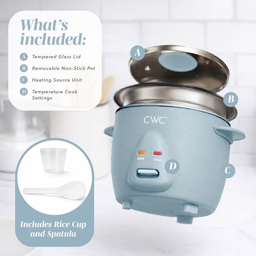 Image of COOK WITH COLOR 6 Cup Rice Cooker 300W - Effortless Cooking and Perfectly, Cooks 3 Cups of Raw Rice for 6 Cups of Cooked Rice, Blue