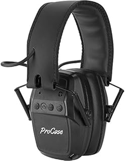 ProcCase Electronic Shooting Ear Defenders, Active Noise Reduction Hearing Protection Earmuffs Professional Sound Amplification Hearing Protection for Hunting Airsoft Sport Shooting -Black