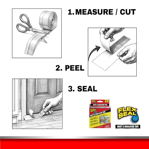 Image of Flex Seal Draft and Insulation Sealing Tape, Flexible, Rubberized, Weatherproof Strip for Windows, Doors, Vents, Works on Wood, Glass, Tile, Metal, Plastic, Fiberglass, Clear, 2 in x 16 ft, Pack of 1