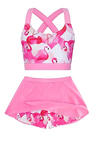 Image of Girls 2 Piece Tankini Swimsuit Summer Boyshort Bathing Suit with Beach Skirt Swimwear 5-16 Years