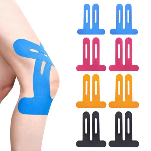 Knee Tape 8pcs Knee Tapes for Knee Pain Breathable and Waterproof Kinesiology Tape Knee Used for Knee Support Relieve Muscle Discomfort Suitable for Various Sports (Orange Blue Pink Black)