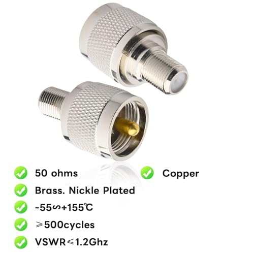 Adaptador PL259 UHF a F hembra coaxial pack 2 miniatura 3