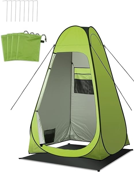 Pop Up Privacy Tent Shower Tent Portable Outdoor Camping Bathroom Toilet (Green)