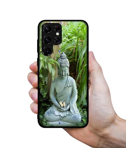 Image of Buddhism Design Premium 2D Printed Metal Back Case Cover for Samsung Galaxy S22 Ultra 5G