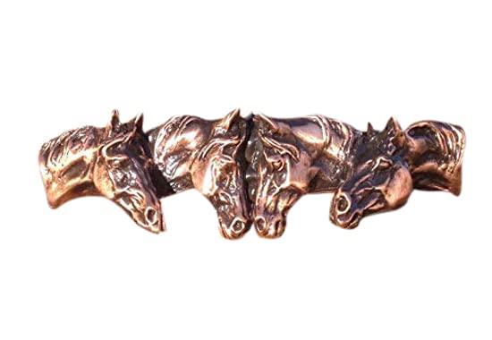 Four horses equestrian barrette in copper finish