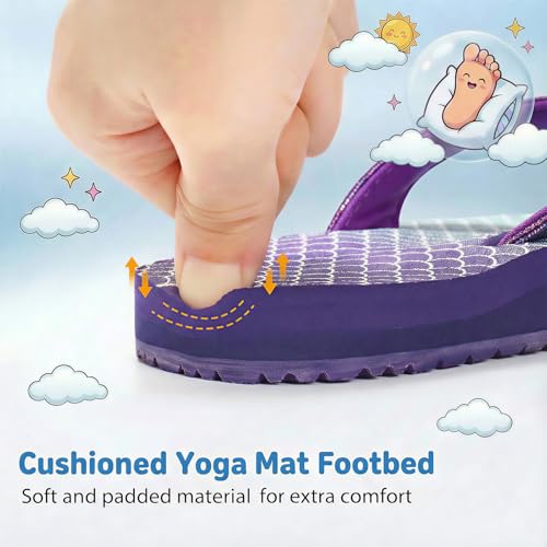 STQ KIDS Girls Flip Flops for Kids Beach Sandals Arch Support Fashion Summer Pool Sandal Casual Swim Bath Shower Shoes Fish Scales Purple Size 13 Little Kid — view 5